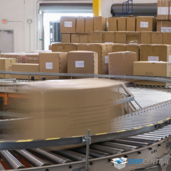 box shipping out quickly on conveyor belt