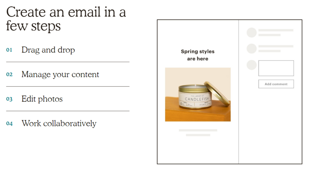 mail chimp create an email in a few steps